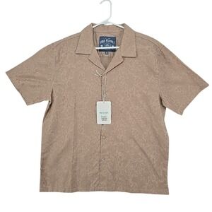Free Planet Medium Tan Shirt NWT Resort Vacation Casual Mens Button Up‎ Cotton
